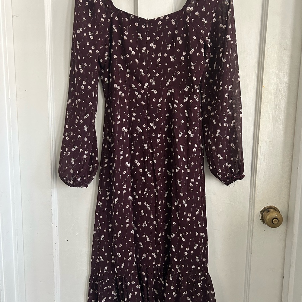 All in Favor Plum Floral Long Sleeve Dress